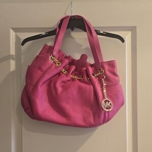 Michael Kors Fuchsia Shoulder Bag with Gold Accents